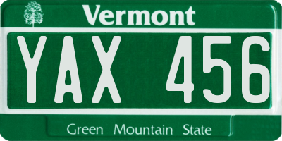 VT license plate YAX456