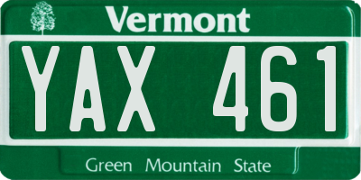 VT license plate YAX461