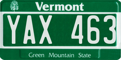 VT license plate YAX463