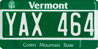 VT license plate YAX464