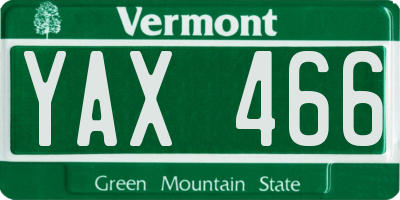 VT license plate YAX466