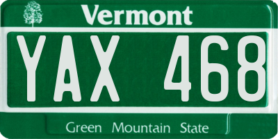 VT license plate YAX468