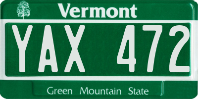 VT license plate YAX472