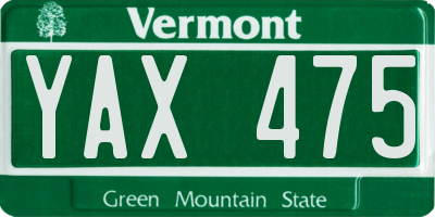 VT license plate YAX475
