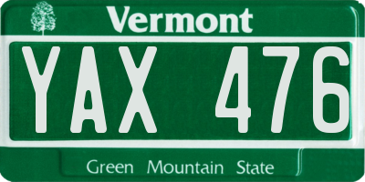 VT license plate YAX476