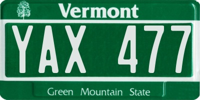 VT license plate YAX477