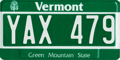 VT license plate YAX479