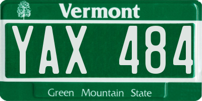 VT license plate YAX484