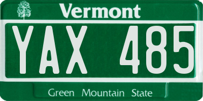 VT license plate YAX485