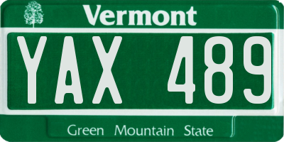 VT license plate YAX489