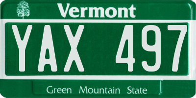 VT license plate YAX497