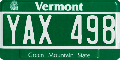 VT license plate YAX498