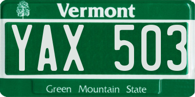 VT license plate YAX503