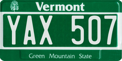 VT license plate YAX507