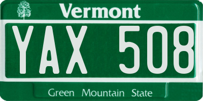 VT license plate YAX508