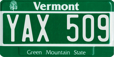 VT license plate YAX509