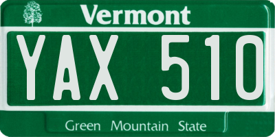 VT license plate YAX510