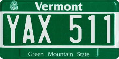 VT license plate YAX511
