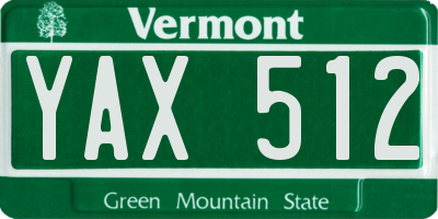 VT license plate YAX512