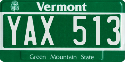 VT license plate YAX513