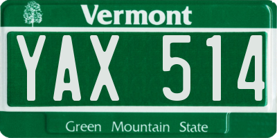 VT license plate YAX514
