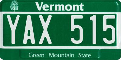 VT license plate YAX515