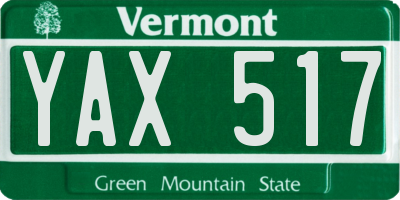 VT license plate YAX517