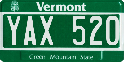 VT license plate YAX520