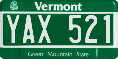VT license plate YAX521