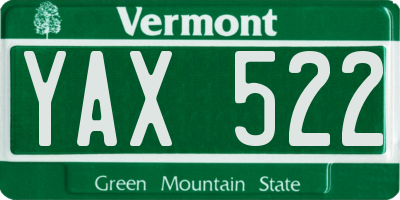 VT license plate YAX522