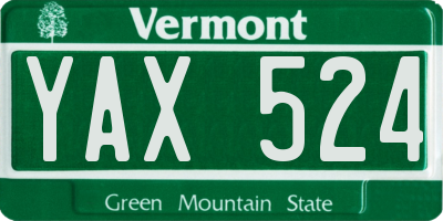 VT license plate YAX524
