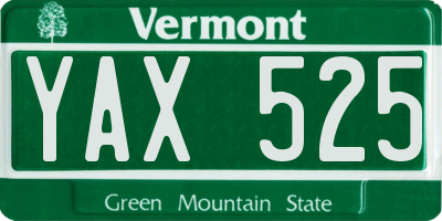 VT license plate YAX525