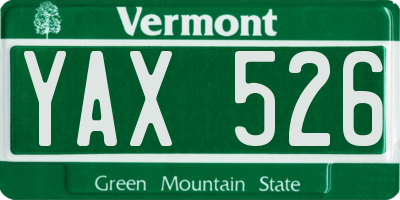 VT license plate YAX526