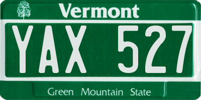 VT license plate YAX527