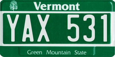 VT license plate YAX531