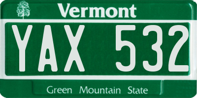 VT license plate YAX532