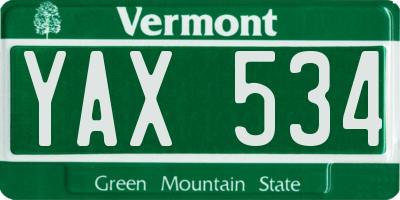 VT license plate YAX534