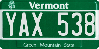 VT license plate YAX538