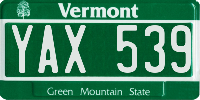 VT license plate YAX539