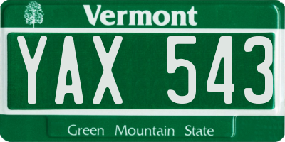 VT license plate YAX543