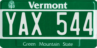 VT license plate YAX544