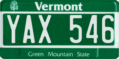 VT license plate YAX546