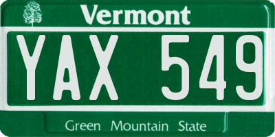 VT license plate YAX549