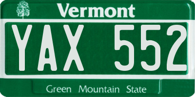 VT license plate YAX552