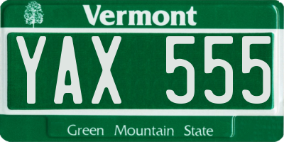 VT license plate YAX555