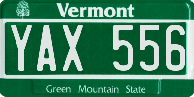 VT license plate YAX556