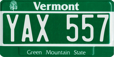 VT license plate YAX557