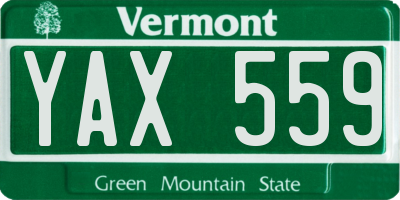VT license plate YAX559