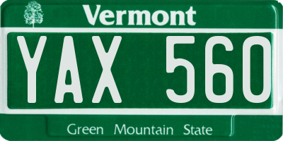 VT license plate YAX560