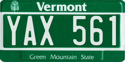 VT license plate YAX561